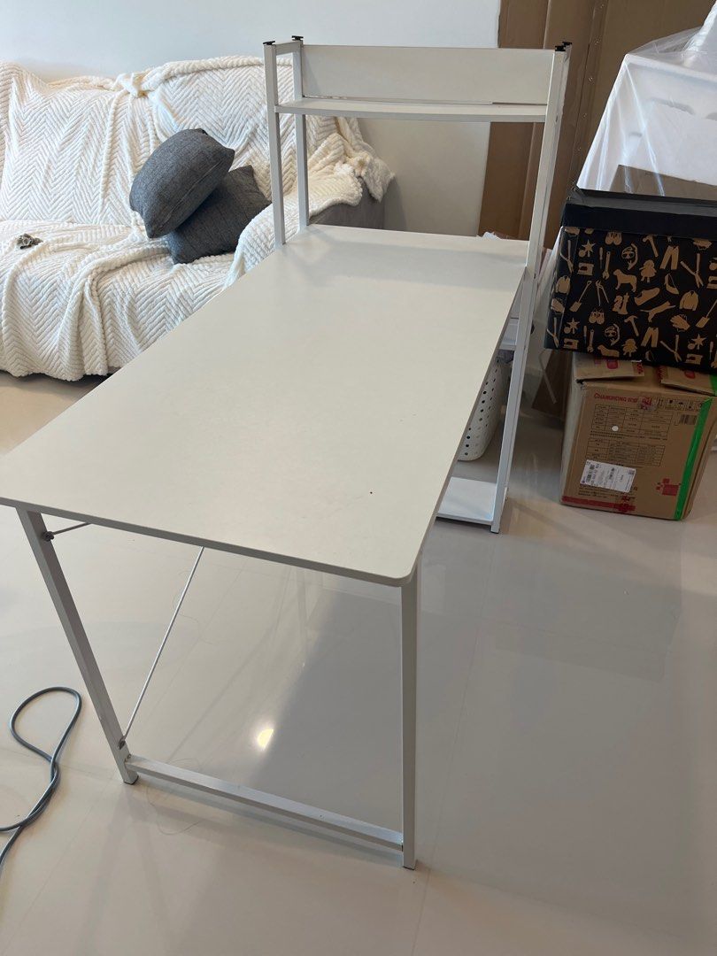 Study table (Category: Tables & Sets) located in Singapore. Submitted by melodycoco (Listing ID 1357667200, Image 2). Description: Study for able to let go Self collect at punggol Pls use Own delivery or transportation Length 1.2m x width 55cm x height 72cm.