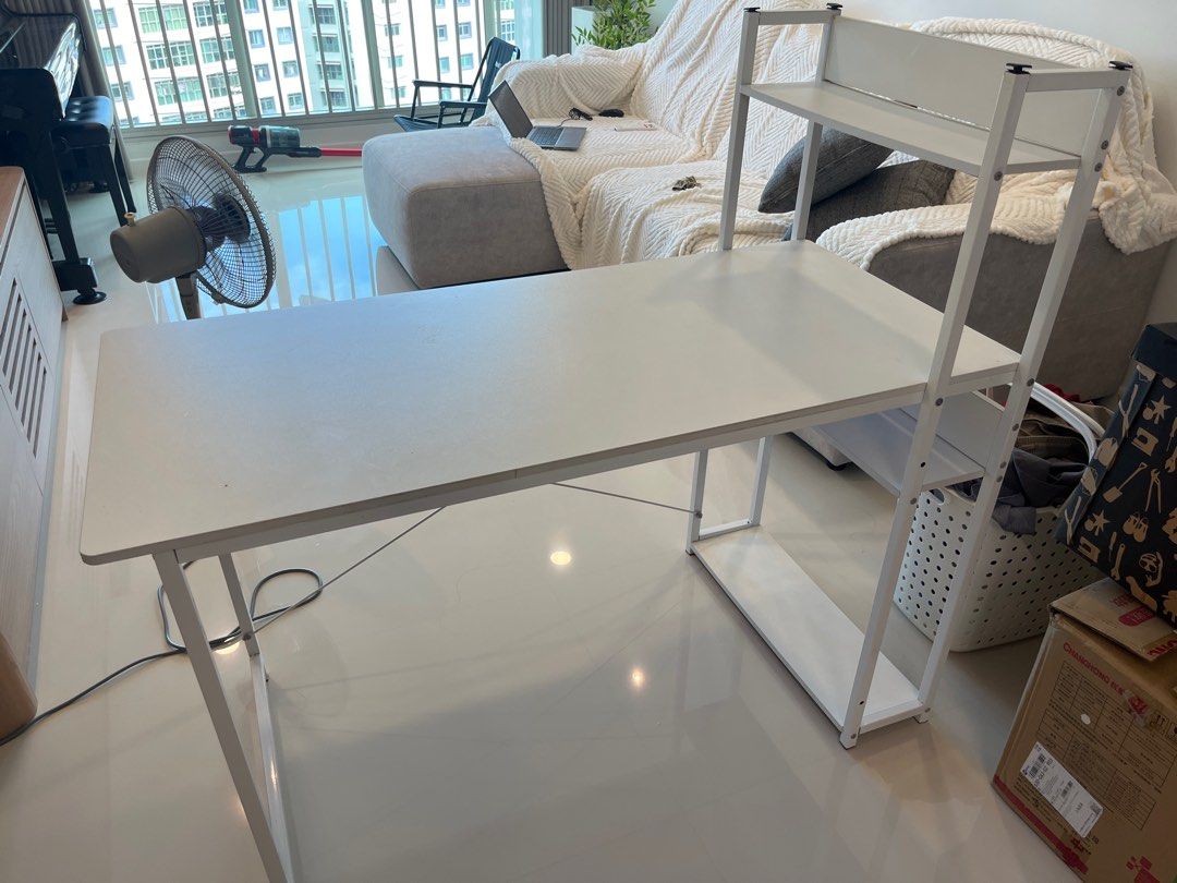 Study table (Category: Tables & Sets) located in Singapore. Submitted by melodycoco (Listing ID 1357667200, Image 3). Description: Study for able to let go Self collect at punggol Pls use Own delivery or transportation Length 1.2m x width 55cm x height 72cm.