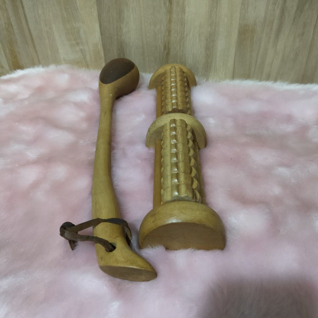 WOODEN FOOT AND BACK MASSAGER (Category: Massage Devices) located in Baao. Submitted by all.things.japan (Listing ID 1357714519, Image 1). Description: Wooden Foot and Back Massager Dou Made of Hardwood Handcrafted Japan Surplus Very good quality Dimensions: Foot Massager: 12.5 inches Back and Legs Massager: 15.0 inches.