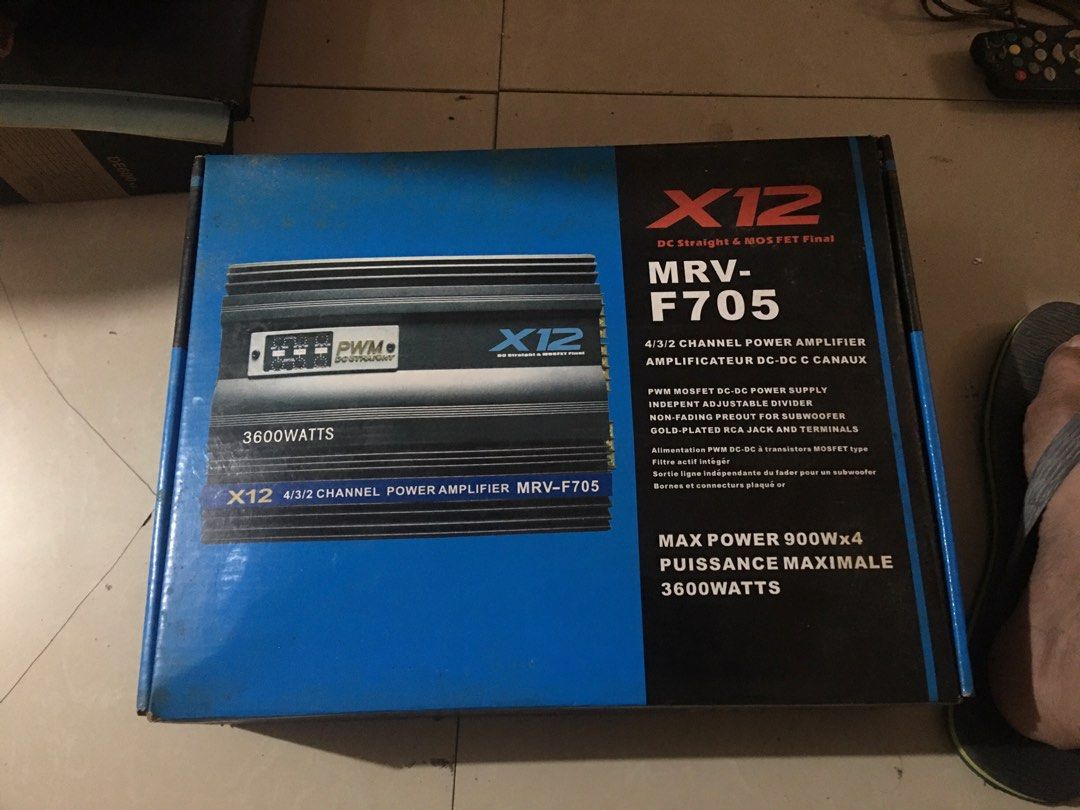 X12 MRV-F705 car amplifier (Category: Soundbars, Speakers & Amplifiers) located in Quezon City. Submitted by collectionneursonline88 (Listing ID 1357772130, Image 1). Description: 🔄 Meetups Balintawak Camachile 7/11 Quezon City 🛵 Shipping : - Lalamove ( except Provincial) - Flash Express - GogoExpress - LBC 📥 Payment : cash on meetups Gcash.
