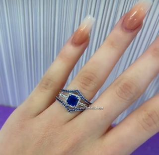 ☆ PANDORA BLUE SQUARE / WISHBONE RING SET☆