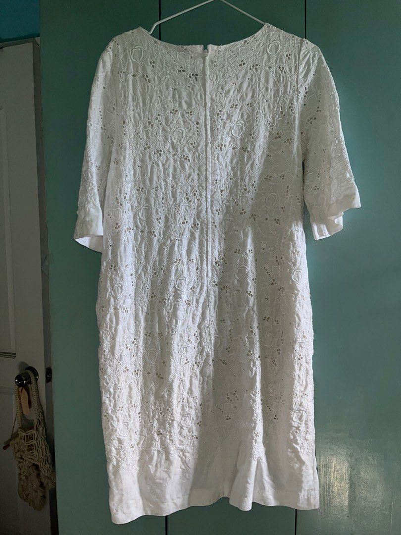 Eyelet Short Sleeves Dress (Category: Dresses) located in Pasig City. Submitted by tquimno (Listing ID 1357878365, Image 2). Description: With lining Zipper close With pockets Bust-36in Waist-38in Length-39in.