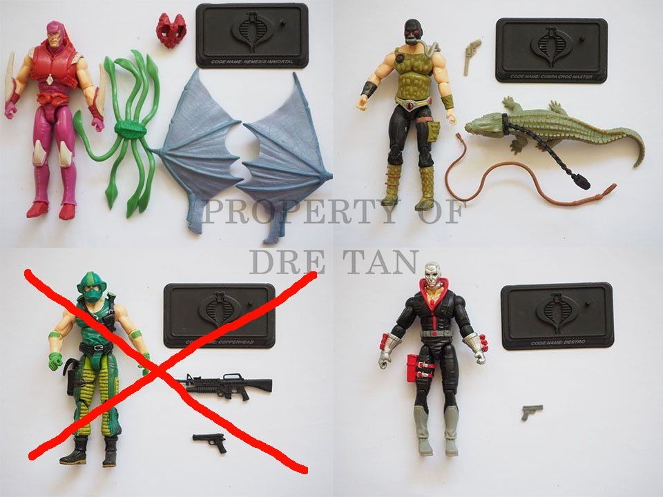 GI JOE 25th ANNIVERSARY (Category: Action & Battle Toys) located in Cainta. Submitted by trixterio (Listing ID 1356862326, Image 2). Description: GI JOE 25th anniversary (GET ALL FOR 4000 only) 𝗪𝗔𝗚 𝗡𝗔 𝗣𝗢 𝗧𝗨𝗠𝗔𝗪𝗔𝗗 𝗔𝗧 𝗕𝗜𝗡𝗔𝗕𝗔𝗔𝗡 𝗞𝗢 𝗡𝗔 𝗣𝗢 𝗬𝗔𝗡 𝗦𝗔 𝗟𝗔𝗦𝗧 𝗣𝗥𝗜𝗖𝗘 𝗞𝗢. WYSIWYG PRICES: Nemesis Immortal 800 Croc Master 700 Destro 300 Snowjob 700 Bazooka 700 Barbeque 600 Wild Bill 500 Copperhead (SOLD to sir Glenn) Fal