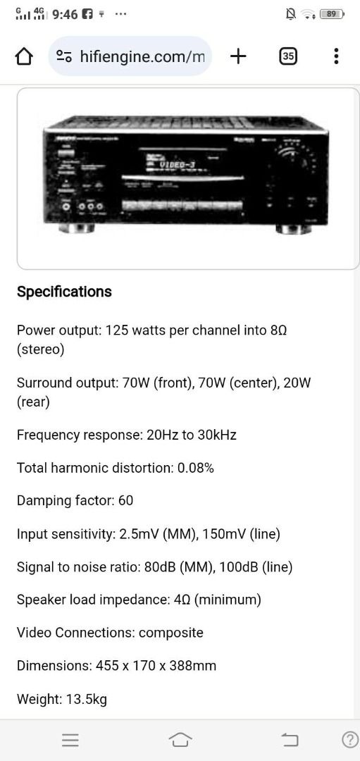 Onkyo Audio Video Control amplifier model R1 ASV610 Pro (Category: Soundbars, Speakers & Amplifiers) located in Iloilo. Submitted by eulneversee (Listing ID 1357894259, Image 1). Description: For sale Onkyo Audio Video Control amplifier model R1 ASV610 Pro Price P10,500.00 plus shipping fee Location:Garage Sale at Brgy.Daga,Santa Barbara,Iloilo Specifications Power output: 125 watts per channel into 8Ω (stereo) Surround output: 70W (front), 70W (