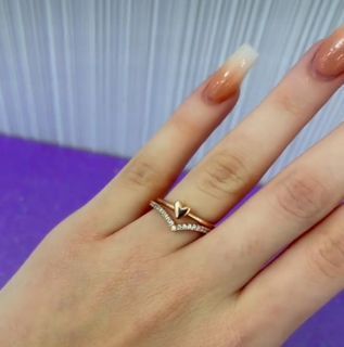 PANDORA FREEHAND HEART AND WISHBONE RING SET