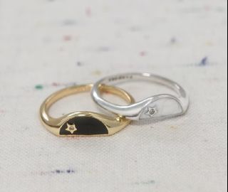 PANDORA ME DAY AND NIGHT RING HALVED ENAMEL SIGNET RING ( ALL SIZES) -999 EACH