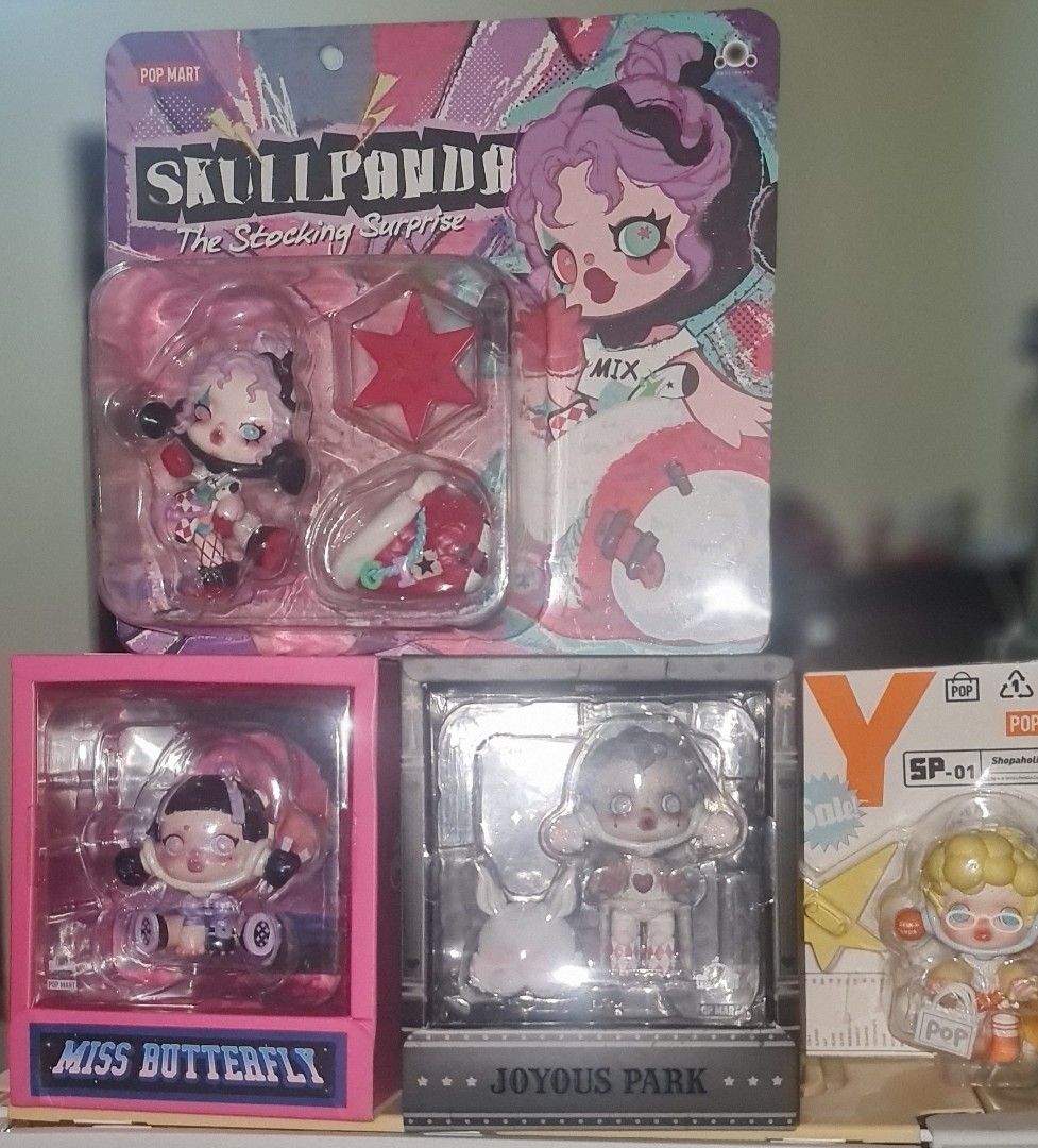 skullpanda shopaholic, joyous park (Category: Designer & Blind Box Toys) located in Makati City. Submitted by magccck (Listing ID 1357961023, Image 1). Description: WTS LFB hard to find joyous park 11k shopaholic 6.5k Miss Butterfly 3.5k Sold stocking surprise 2k Sold location: makati.