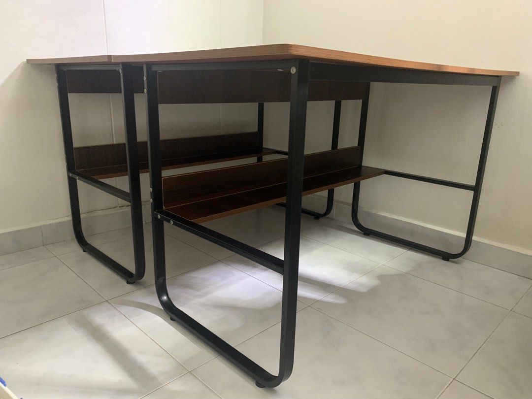 Study Table (Category: Tables & Sets) located in Singapore. Submitted by tortilacoke (Listing ID 1357787663, Image 2). Description: One of them is 120cm (L) * 70cm (W) Another is 120cm (L) * 60cm (W) $10 each Tables are slightly shaky. Only left the small one. Self collect at Boon Lay..