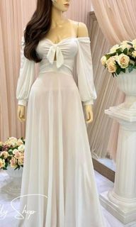 Sweetheart Neckline Puff Sleeve Dress (Wedding Maxi Dress)
