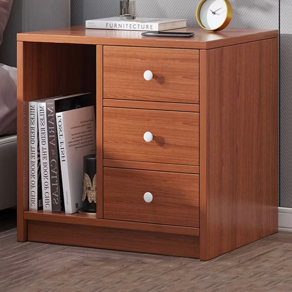 Wooden Bedroom Side Cabinet | Compact Nightstand Table With Drawers ...