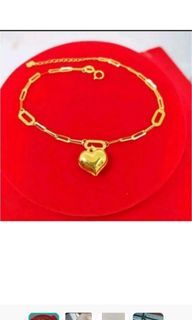 18K SAUDI GOLD PAPERCLIP HEART BRACELET BNEW