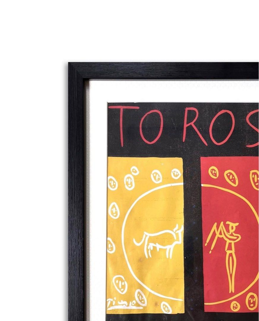 Frames vintage Picasso Poster (Category: Art & Prints) located in Quezon City. Submitted by jownimvr (Listing ID 1357994451, Image 2). Description: Toros en Vallauris (1955) Pablo Picasso Printed 1999. A few watermarks on the lower left but overall in good condition. 36 x 29 cm 1300.