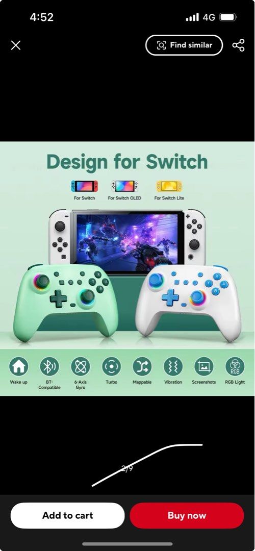 Gaming Wireless controller PC Controller Gaming Nintendo Switch Controller Controller for Android (Category: Controllers) located in Singapore. Submitted by retrosell.shop (Listing ID 1358057552, Image 2). Description: Buy 1 for 19.80 Buy 2 for 17.80 Buy 3 and above for 14.80.