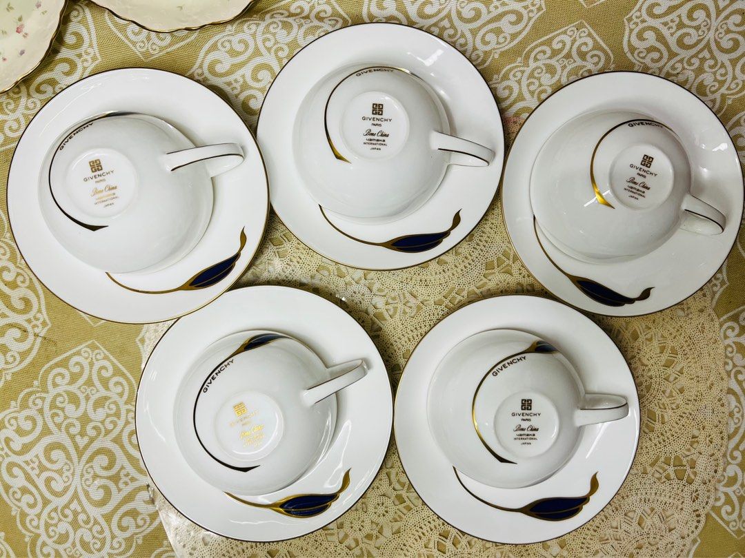 Perfect condition Givenchy Bone China tea Cup and Saucer duos (Category: Coffee & Tea Tableware) located in Bulacan. Submitted by fancy.surplusera (Listing ID 1358110642, Image 2). Description: Perfect Collectible Givenchy duos. Super shiny and in perfect conduction Branded surplus item from Fancy Surplusera!!!🤩 Made in Japan, perfect quality also good for personal, pictorial accent or gifting. Price: 999 per duo (5 duos avail) Condition: 10/10 