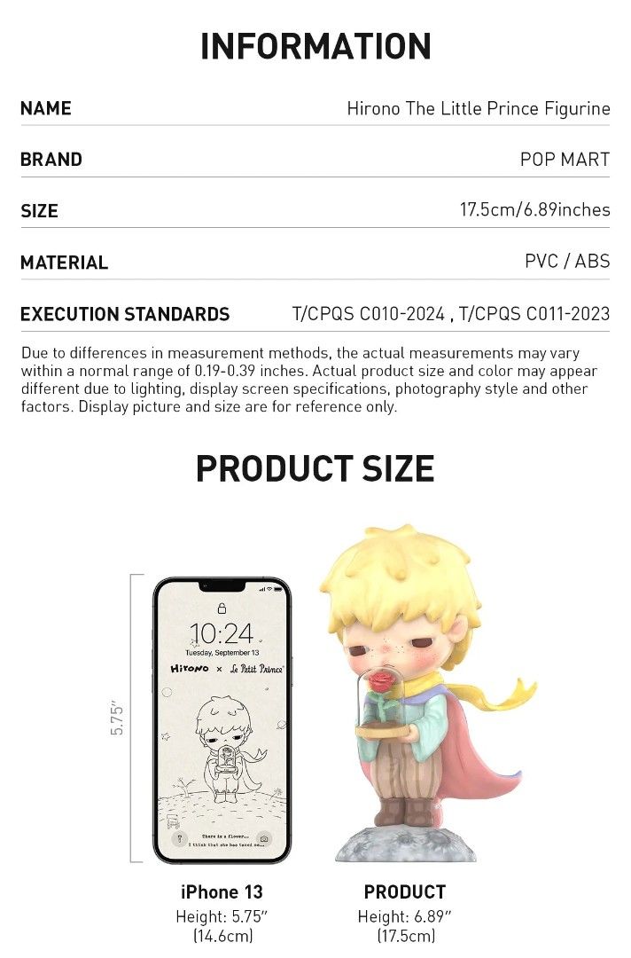 Hirono little prince Big figurine 400% popmart, Hobbies & Toys