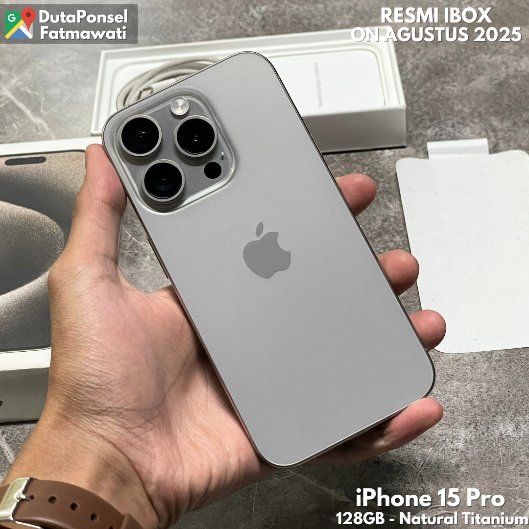 IBOX IPHONE 15 PRO 128GB NATURAL TITANIUM BH 95% GARANSI PANJANG ...