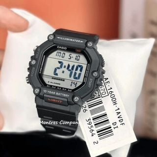 Montres Company 香港註冊公司 (32年老店) 卡西歐 CASIO 超長電池壽命 100米防水 AE1600 AE1600H AE-1600 AE-1600H AE-1600H-1 AE-1600H-1A 運動型設計 黑色 三款色均有現貨64208961506178110