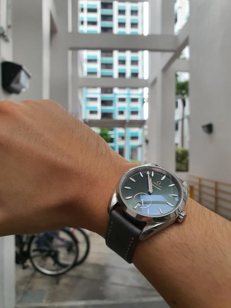 [Update - Still Available] Omega Seamaster Aqua Terra 150mm 38Dia (Category: Watches) located in Singapore. Submitted by snippingclouds (Listing ID 1358069314, Image 3). Description: Brand: Omega Watch Name: Seamaster Aqua Terra 150M Master Chronometer Small Seconds 38 Stainless Steel / Green / Bracelet MSRP: $9,950 Year of Purchase: 2022 Come with original box, authencity and warranty cards. Come with original bracelet PLUS complimentary Delugs 
