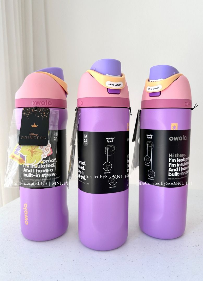 Owala FreeSip Disney Collection (Category: Water Bottles & Tumblers) located in Manila. Submitted by sofia.uy7 (Listing ID 1357997084, Image 2). Description: 💯 BRAND NEW & AUTHENTIC Owala's Disney Princess collection 👸✨ ONHAND color: 🪻 Rapunzel - ₱3450 Arriving colors- ₱3350 💚 Ariel 💛 Belle 🩵 Cinderella 💳 MOP: BDO / GCash Let us know if you have other preferred color/s & size and we can check if it’s something we can source for you! 🤍 IG 