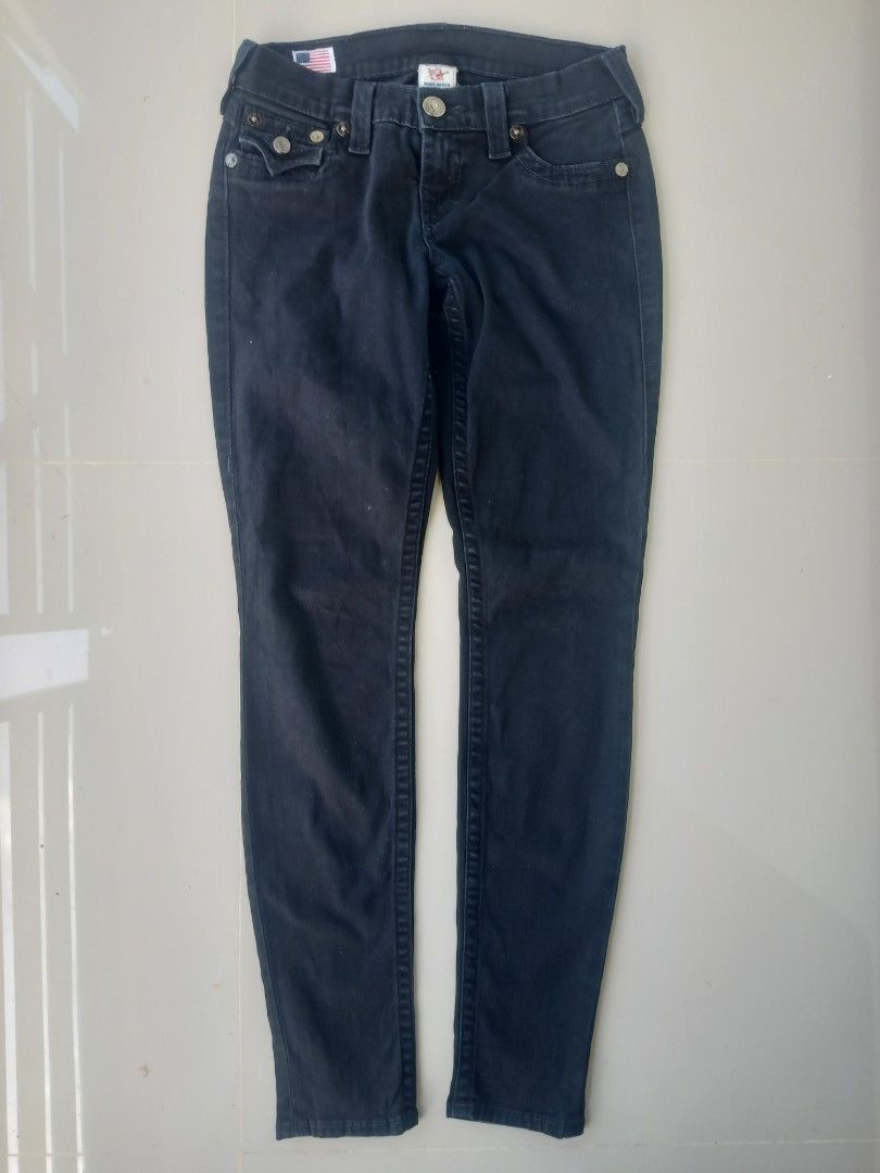 True Religion black pants (Category: Jeans) located in Silang. Submitted by yusthrift (Listing ID 1358029450, Image 3). Description: True Religion pants black size: 25 on tag 14 inc waist line (28) 36.5 inc length 4.5 inc leg opening no issue excellent condition.