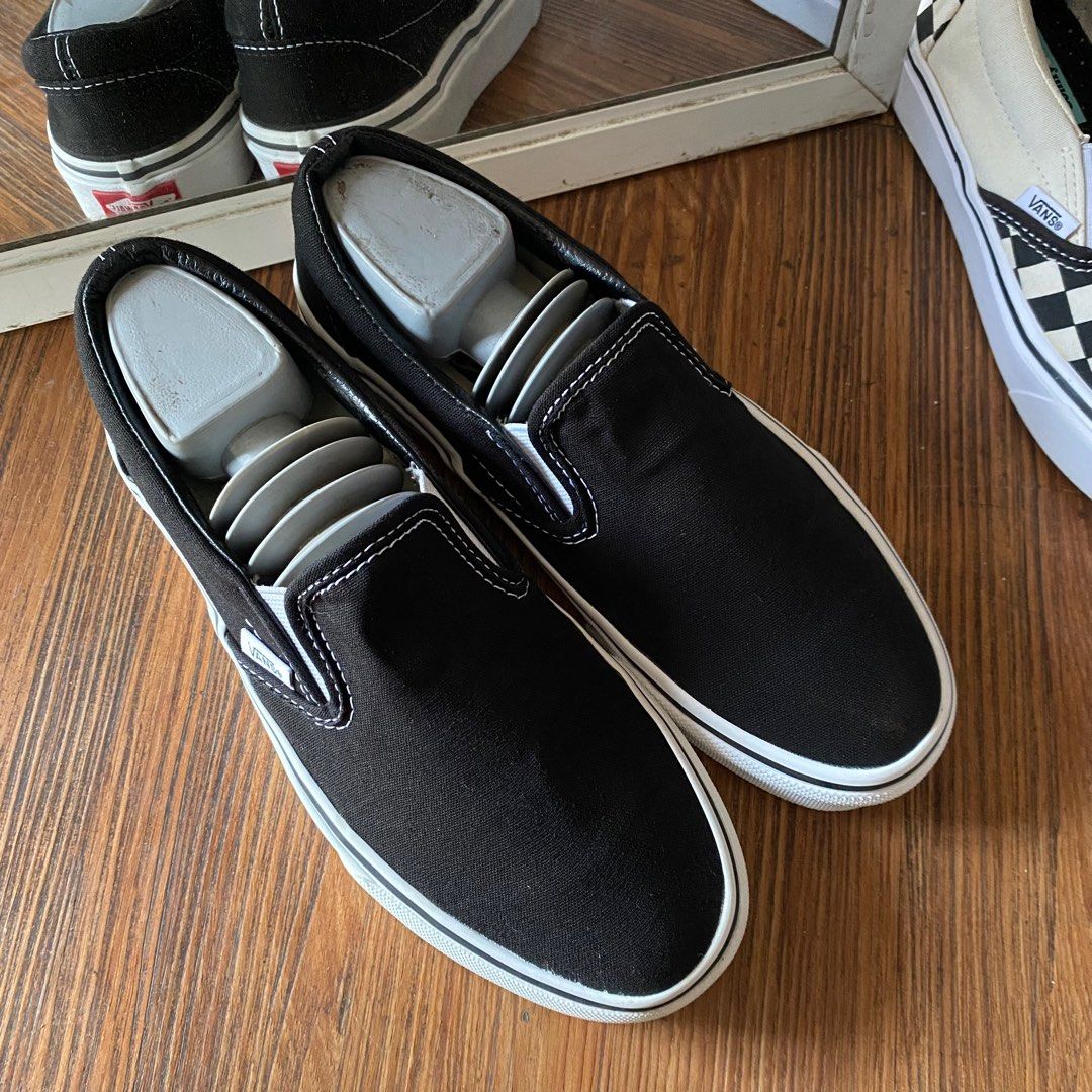 Vans Slip On black white original murah not era pro skate authentic vault  og knu skool oldskool sneakers second market - Main Image