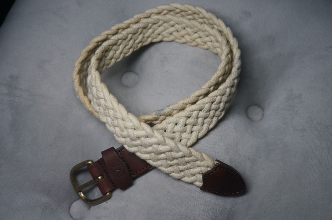 White Braided Belt (Category: Belts) located in Taguig. Submitted by tcstuff (Listing ID 1358078985, Image 1). Description: Belt Measurements: 33 in x 1.3 in Newly cleaned belt. Newly polished metal hardware. Payment Method: GCash or GoGo Express COD.