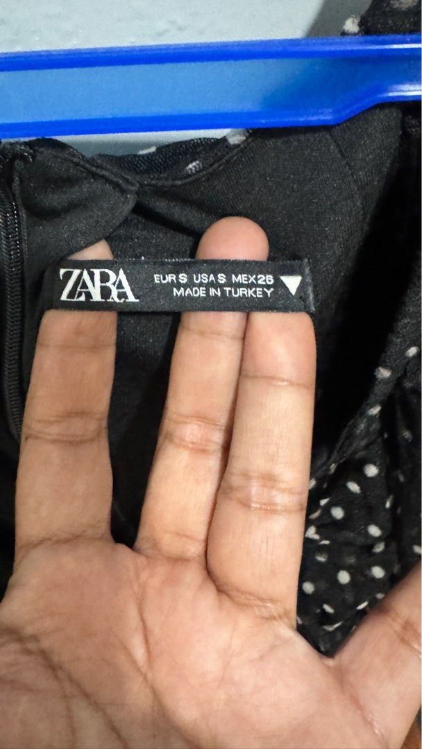 Zara polka ruched dress (Category: Dresses) located in Santo Tomas. Submitted by raiyah (Listing ID 1358034545, Image 2). Description: can fit up to semi large stretchy.