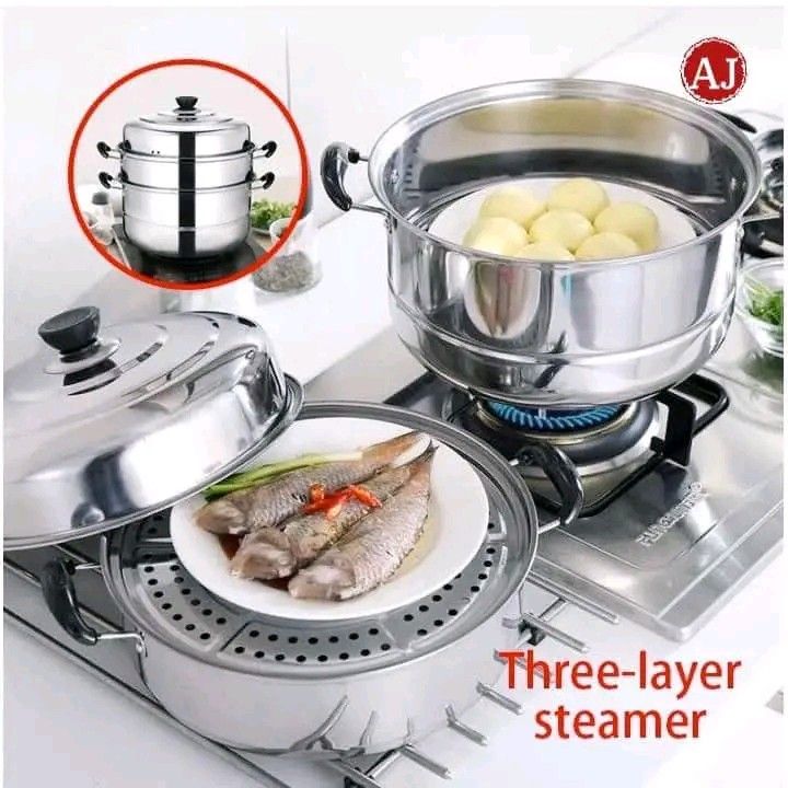3 layer stainless food steamer (Category: Cookware & Accessories) located in Manila. Submitted by ashleyeshk1320 (Listing ID 1358195970, Image 1). Description: 3 layer stainless food steamer.