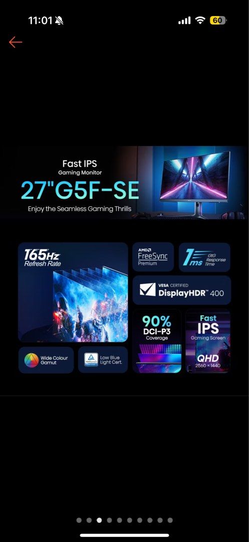 [Super Value] BNIB Hisense G5F-SE 27 inch QHD [2560 x1440] IPS Gaming Monitor with 165Hz refresh rate 63164288741889113