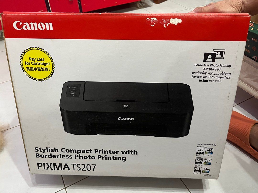 Canon Pixma TS207 (Category: Printers, Scanners & Copiers) located in Bacoor. Submitted by cjpcp (Listing ID 1358194976, Image 1). Description: New kept in box Never used Issue: Ink is not included and can be hard to find .