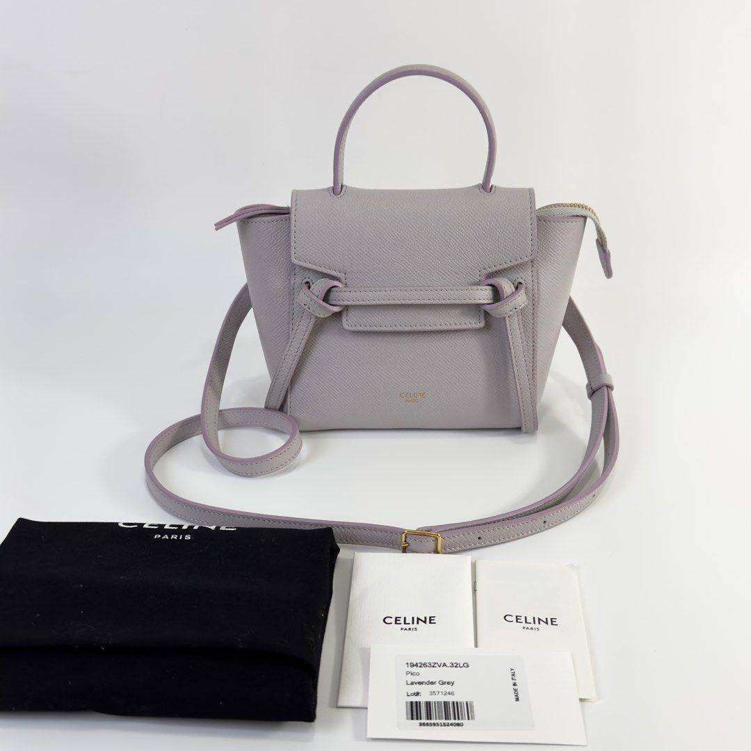 Celine pico (Category: Luxury Bags & Wallets) located in Manila. Submitted by luxuryprelovedbagsby_by_agnes (Listing ID 1358210216, Image 1). Description: No low baller please!! Celine•in•Pico Gray lavender In very good condition 74k only 125k retail price Size: 20*24*9cm; strap: 8/53cm Iphone promax can fit inside 🌸🌸🌸🌸 Accepting credit card payments Safe and contactless payment up to 36 months! Pay conveniently online . We offer you a safe a