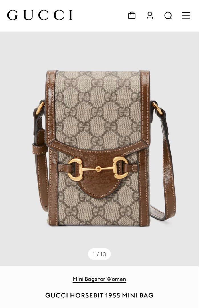Gucci Horsebit 1955 Mini Bag (Category: Luxury Bags & Wallets) located in Caloocan City. Submitted by arrasymaco (Listing ID 1358291159, Image 2). Description: Like new 9.5/10 GG Canvas Bought in Gucci Malaysia Includes paper bag, box, receipt.