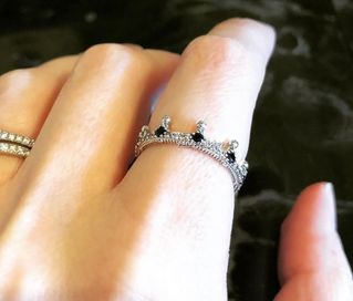 PANDORA ENCHANTED BLACK STONE CROWN RING ( ALL SIZES)