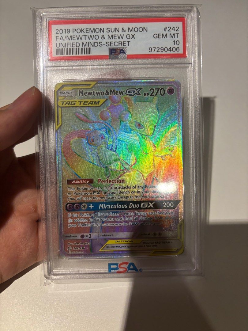 mewtwo pokemon card rainbow 242/236 Mewtwo & Mew TAG TEAM GX | Rare Rainbow Card | SM11 Unified Mi