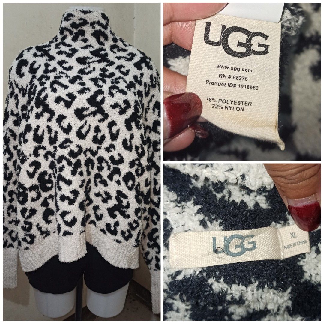UGG OVERSIZED BLACK & WHITE SHERPA TURTLENECK SWEATER JACKET - PRELOVED (Category: Coats, Jackets and Outerwear) located in Cabuyao City. Submitted by fashionpilfer (Listing ID 1358189549, Image 1). Description: 10/10 condition Lightweight, soft and smooth, premium teddy bear like sherpa fur fabric, stretchy. Oversized, high neck. Unisex. Can fit to small up to xl frame. What you see is what you get. Pm if interested..