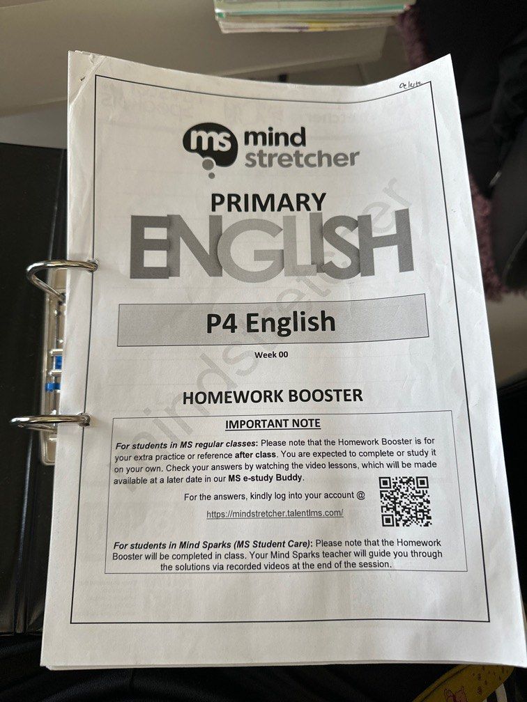 Y2024 Mind Stretcher English P4 Worksheet (Week 0 Week 52), Hobbies