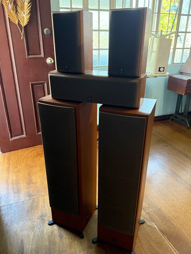 Yamaha Speakers Set (Category: Soundbars, Speakers & Amplifiers) located in Manila. Submitted by yssajm (Listing ID 1358241811, Image 1). Description: NEGOTIABLE PRICE The set includes: 2 floor standing speakers, 1 center speaker, 2 rear speakers Can provide more pictures if wanted Set bought at SM Specs pls refer to official website (Model: NS-C55, NS-E55, NS-50F).