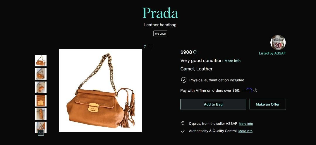 Authentic Prada Leather Pochette Clutch Bag (Category: Luxury Bags & Wallets) located in Taguig. Submitted by maiovermatter (Listing ID 1358455795, Image 2). Description: Authentic Prada Leather Pochette Guaranteed Authentic, Designer Luxury Bag Small Can be used as clutch bag or pochette Perfect for evening dates, Sunday mall, parties In great condition Flaw: Missing one screw on the tassel. Does not affect the bag. Not noticeable Replaced strap