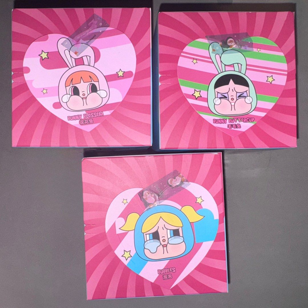 ‼️CRYBABY X PPG PLUSH PENDANT (Category: Designer & Blind Box Toys) located in Manila. Submitted by santosvincent425 (Listing ID 1358416459, Image 2). Description: WTSILFB ‼️CRYBABY X PPG PLUSH PENDANT 750- Blossom Bubbles 800- Bunny Blossom and Bunny Buttercup (800 each) -SEALED Foil (UNOPENED) -opened at the bottom to check cards! -inc: sealed foil, card and box Authentic - fresh from POPMART MAKATI MOD: SDD (Lalamove, GrabEx) 📍 Manila.