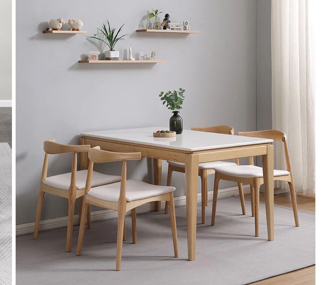 Dining Table Set (Category: Tables & Sets) located in Singapore. Submitted by poofairy (Listing ID 1358398918, Image 2). Description: marble top dining table. comes with a bench and chairs. all for $180 please arrange for self collection. can only collect in 1st week of July 2025.