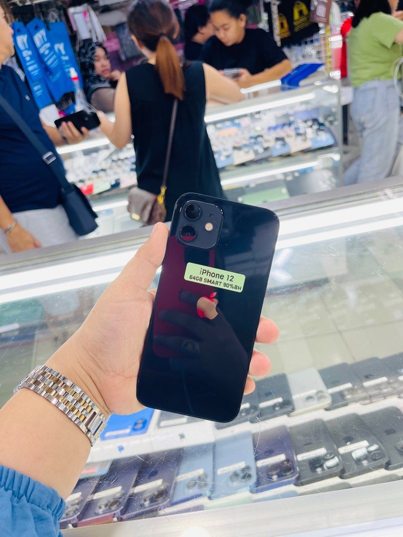 Iphone 12 64gb 90% batt Smartlocked NTC (Category: iPhone 12 Series) located in San Juan City. Submitted by javedsgadgetshop (Listing ID 1358472482, Image 1). Description: INSTALLMENT OPTIONS : SPAY LATER / GGIVES / CREDIT CARD! WE BUY AND SELL SO PWEDE MAGBINTA OR SWAP ! Quick Specs : Iphone 12 •64gb •NTC Variant •90% batt health •Smartlocked •95% Smoothness •No hidden issue | No Repaired •100% Authentic | Not Refurbished •w/ OEM Charger & store