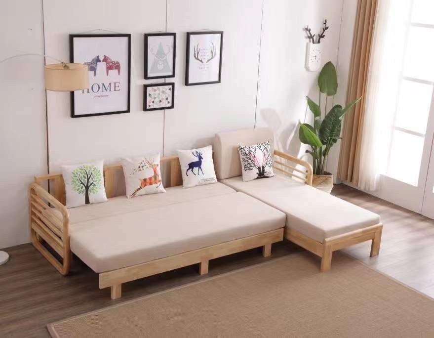 L Type Sofa Bed (Category: Sofas) located in Manila. Submitted by kaden_chicvista (Listing ID 1358451251, Image 2). Description: L Type Sofa Bed Made with solid Thailand Rubber wood Sturdy base and luxurious design Removable and washable cushion covers Mattress and throw pillows included you can choose your prefered color for your covers available in wood and walnut color base size/s: 291cm（114in）* 180cm（70in）* H89cm（35in) Onhand stocks can be de