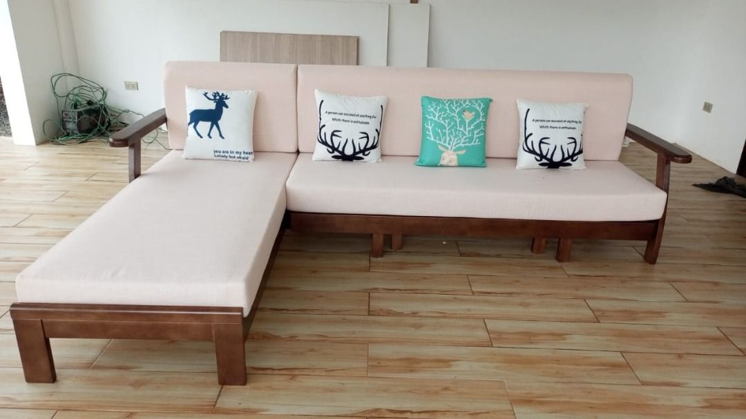 L Type Sofa Bed (Category: Sofas) located in Manila. Submitted by kaden_chicvista (Listing ID 1358451251, Image 3). Description: L Type Sofa Bed Made with solid Thailand Rubber wood Sturdy base and luxurious design Removable and washable cushion covers Mattress and throw pillows included you can choose your prefered color for your covers available in wood and walnut color base size/s: 291cm（114in）* 180cm（70in）* H89cm（35in) Onhand stocks can be de