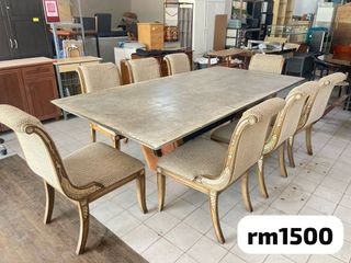 Wooden 6-seater Dining Table Dark Brown set with 4 Chairs / Set Meja ...