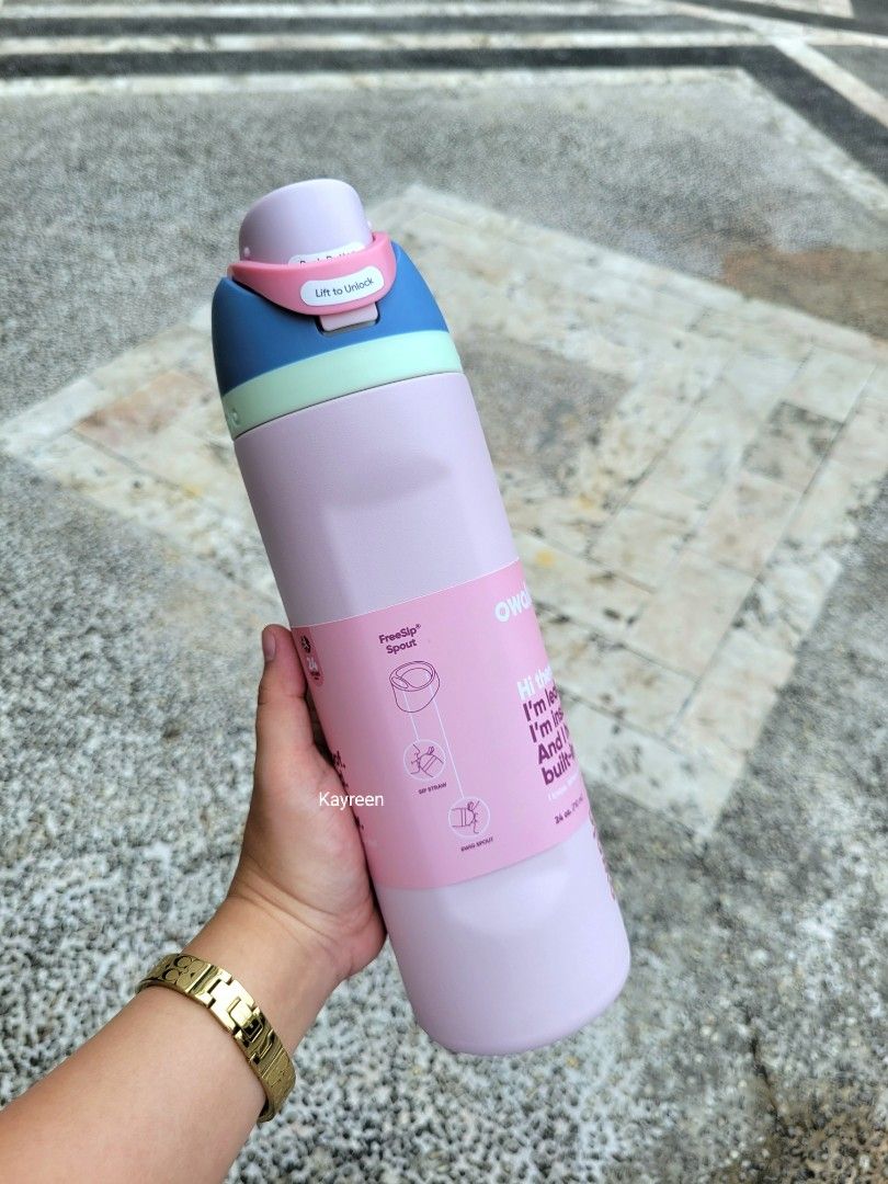 Owala 24oz FreeSip "GOOD EGG" 🥚💦 (Category: Water Bottles & Tumblers) located in Quezon City. Submitted by Kayreen (Listing ID 1358468390, Image 3). Description: • Stainless steel insulated bottle. • Leak-proof lid. • Patented FreeSip spout with a built-in straw that lets you sip or swig. • BPA , lead and Phthalate-free. • Wide opening for cleaning and adding ice. • with convenient carry loop that also doubles as a lock when closed. • Manufactu
