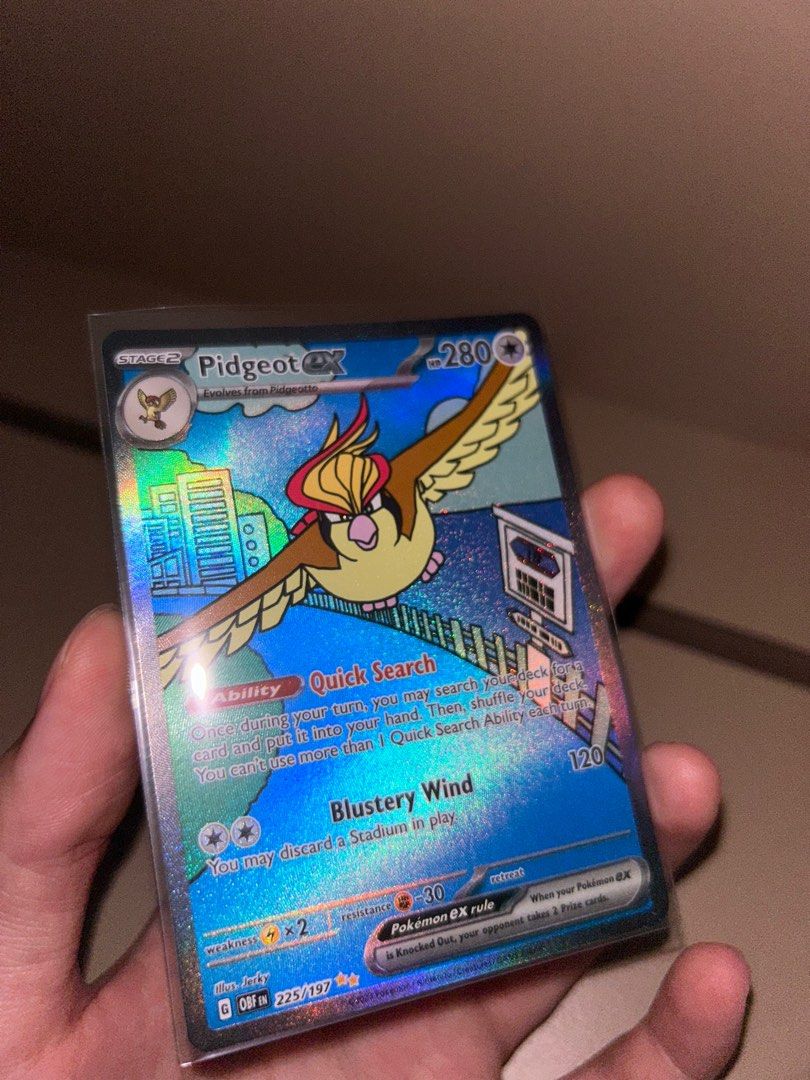 pidgeot ex sir obf 225/197 obsidian flames pokemon, Hobbies & Toys, Toys &  Games on Carousell
