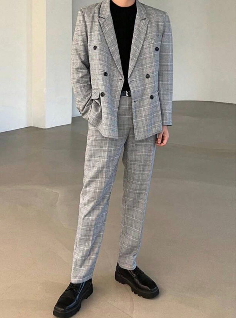 Plaid Double-breasted Suit and Trousers (Category: Coats, Jackets and Outerwear) located in Makati City. Submitted by iconikarl (Listing ID 1358358068, Image 2). Description: Size is on the last photo. RFS: Small for my size..