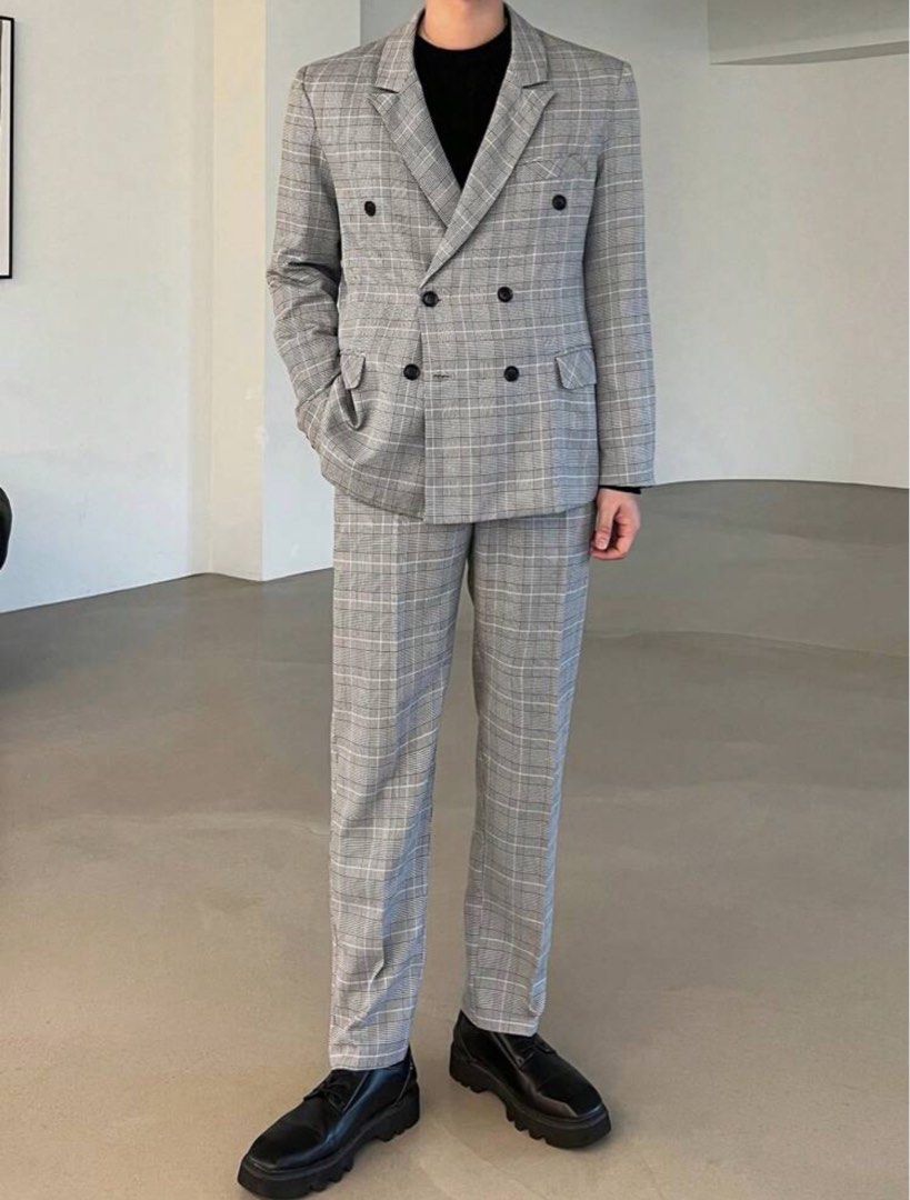 Plaid Double-breasted Suit and Trousers (Category: Coats, Jackets and Outerwear) located in Makati City. Submitted by iconikarl (Listing ID 1358358068, Image 3). Description: Size is on the last photo. RFS: Small for my size..
