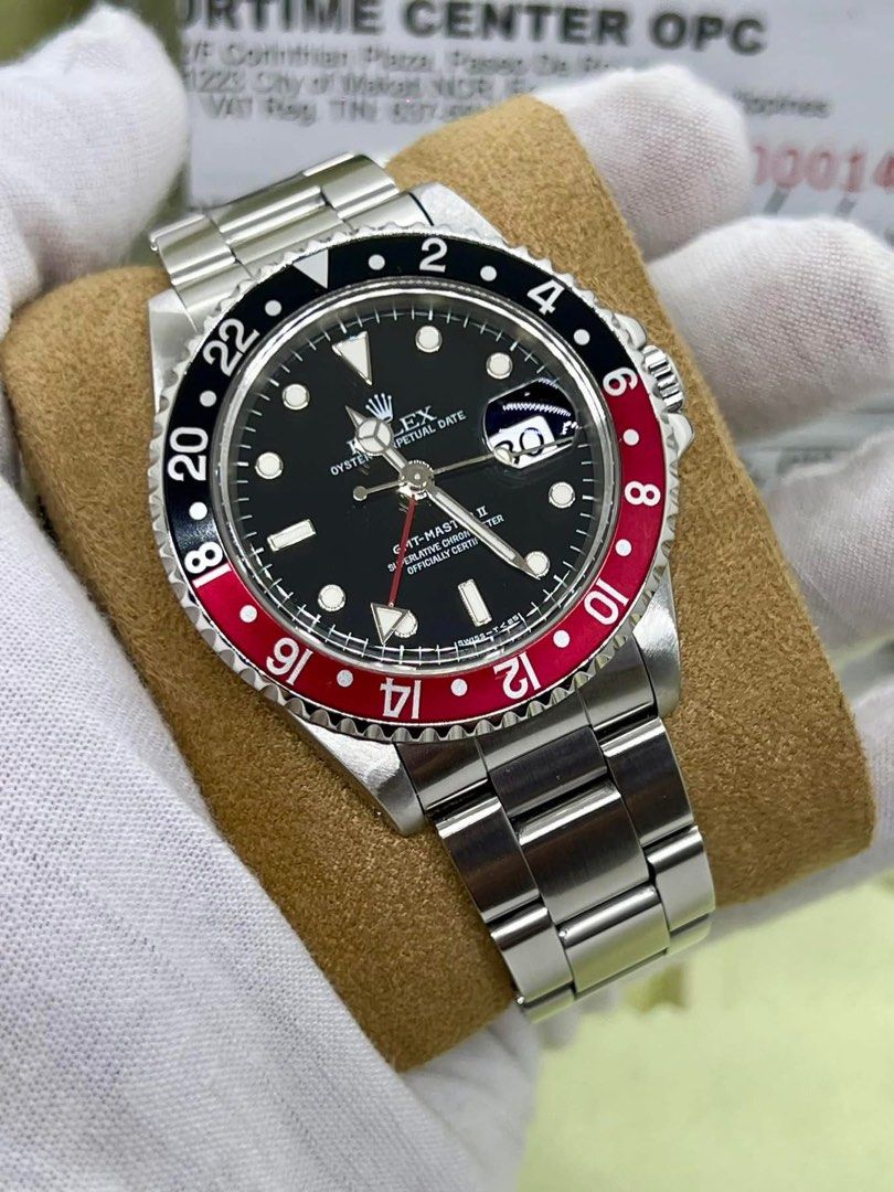 rolex coke (Category: Luxury Watches) located in Cabanatuan. Submitted by albertgonzales27 (Listing ID 1358447415, Image 1). Description: SOBRA INIT NOH? TARA COKE MUNA 🥤🤩 GMT Master II Coke ⚫️🔴 Reference 16710 1997 year model, Local AD 40mm case size Rare collectors piece Newly serviced 2025 9/10 mint, hologram sticker still intact Box and papers, 12 full links Trades accepted up or down P6xx,000 on DM price.