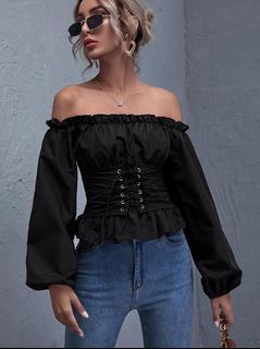 SHEIN BUSTIER STYLE CORSET BRIDGERTON VINTAGE TOP BLOUSE AESTHETIC FORMAL COSPLAY